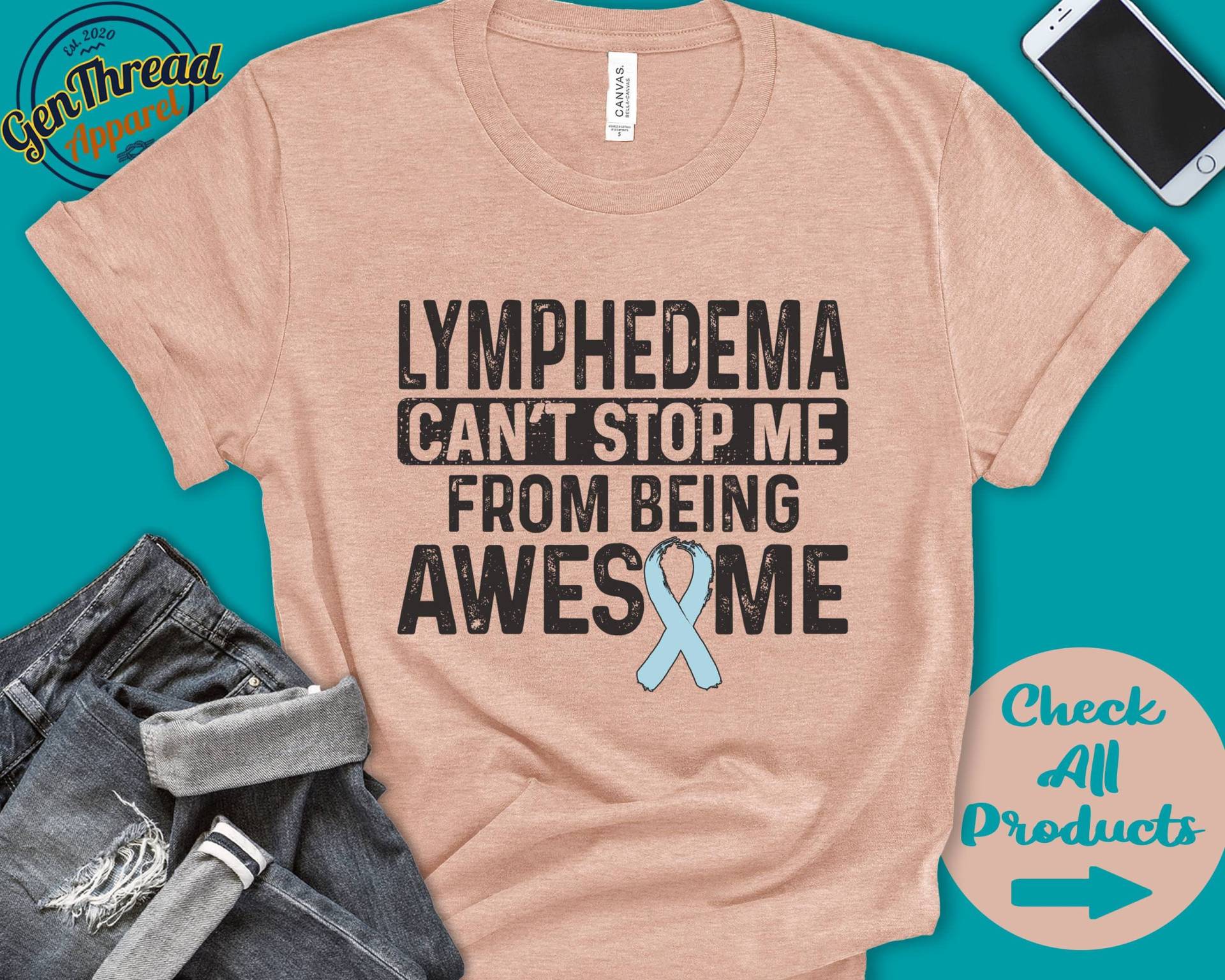 Lymphödem Shirt | Bewusstsein Hellblaues Band Kämpfer Kriegerin Eingriff Erholung Cant Stop Tank Hoodie A0972 von GenThreadApparel