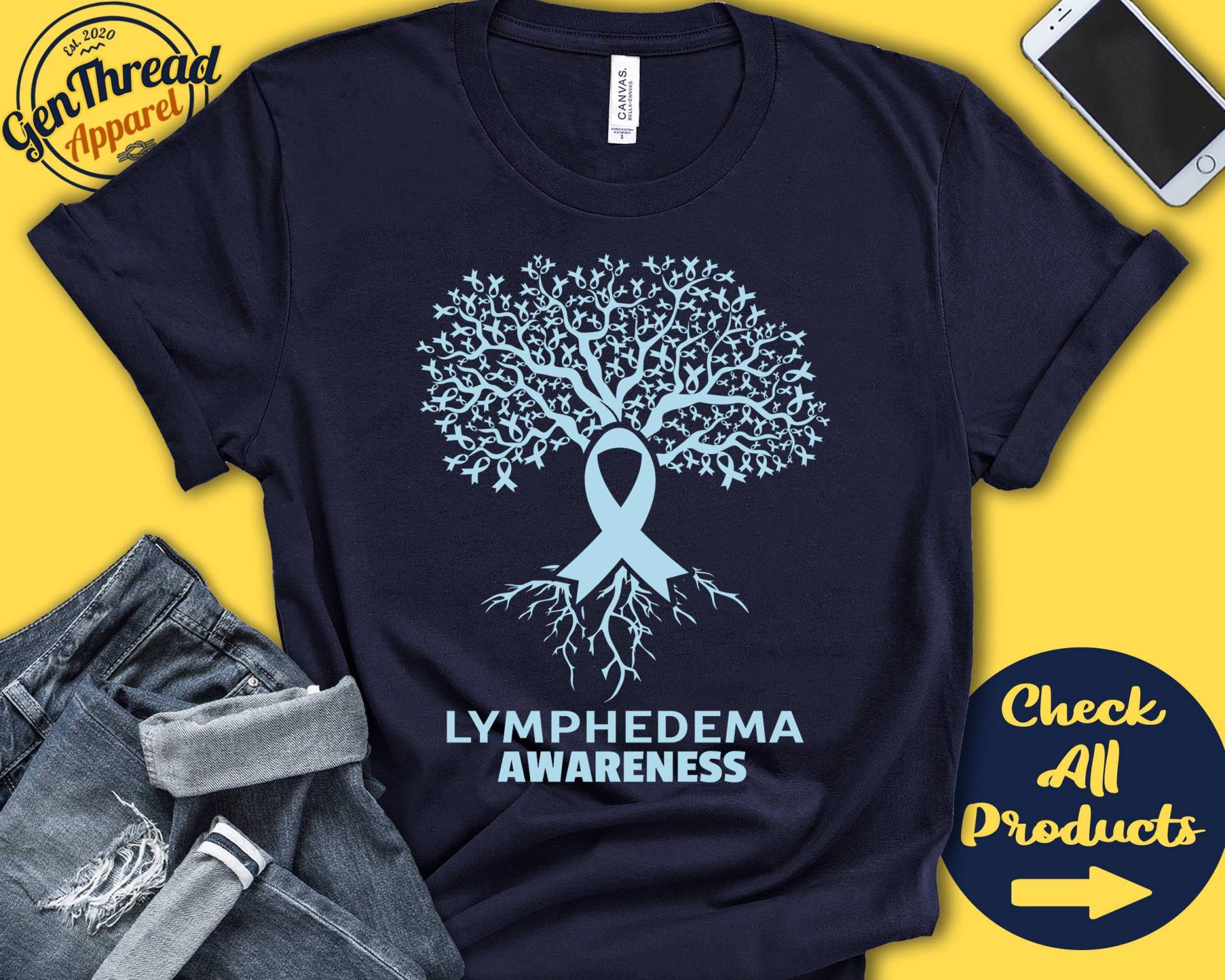 Lymphödem Shirt | Bewusstsein Lebensbaum Hellblaues Band Kämpfer Kriegerin Eingriff Erholung Tank Hoodie A2786 von GenThreadApparel