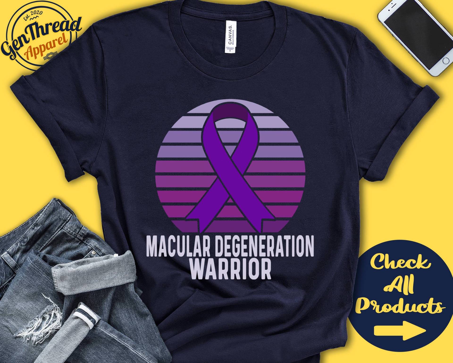 Makula Degeneration Shirt | Bewusstsein Lila Schleifenband Kriegerin Kämpfer Eingriff Erholung Tank Hoodie A1314 von GenThreadApparel