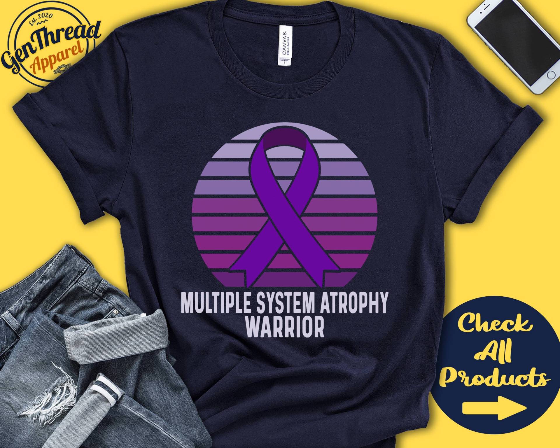 Multiple System Atrophie Shirt | Msa Bewusstsein Lila Schleifenband Kriegerin Kämpfer Eingriff Erholung Tank Hoodie A1320 von GenThreadApparel