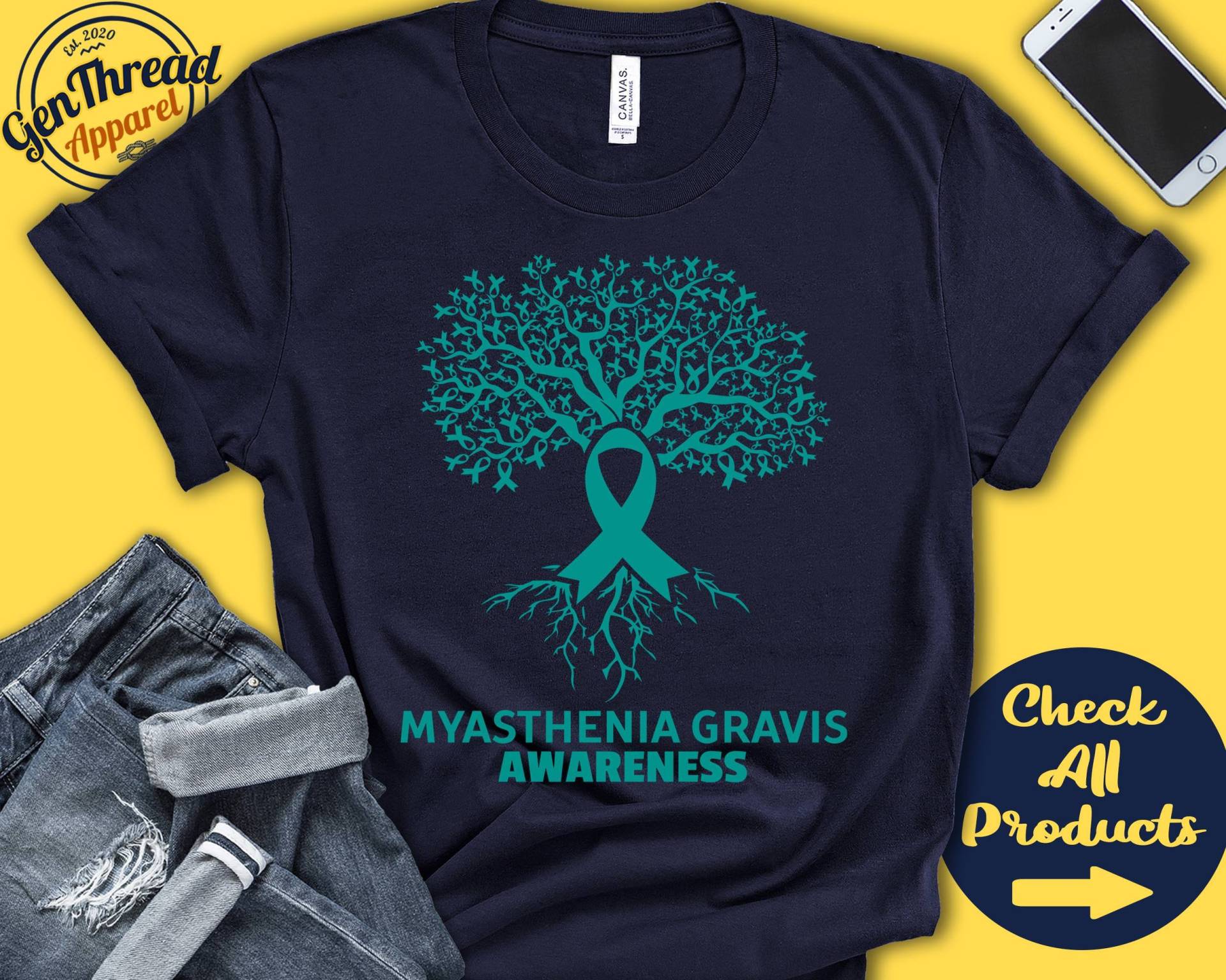 Myasthenia Gravis T-Shirt | Bewusstsein Lebensbaum Blaugrün Band Kämpfer Kriegerin Kapuzenpullover Für Damen A2811 von GenThreadApparel