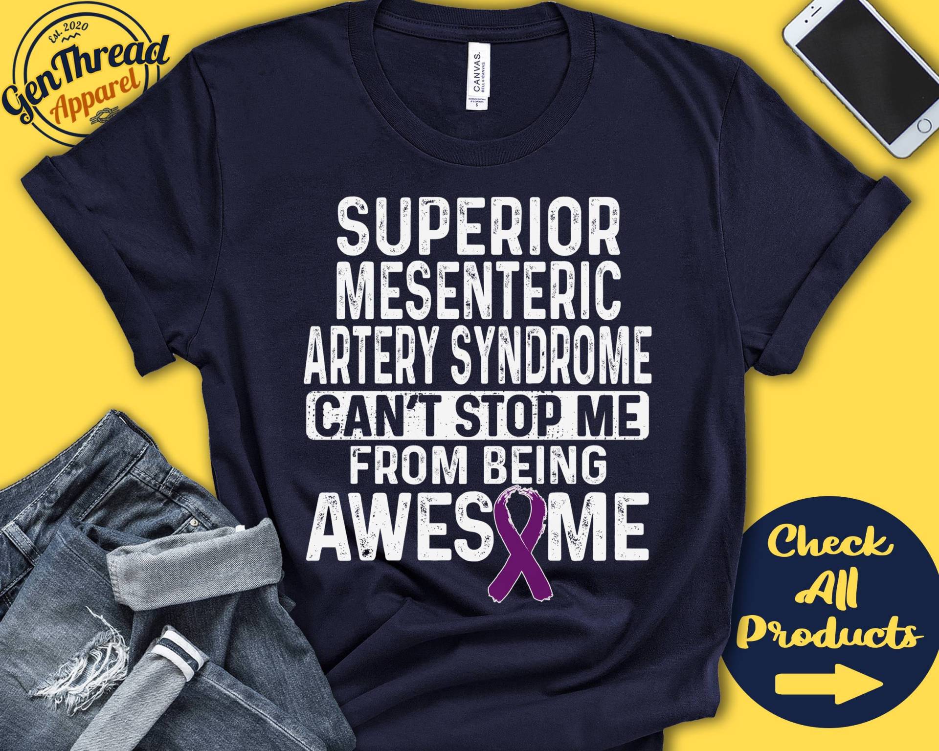 Überlegenes Mesenterialarteriensyndrom-Shirt | Smas-Bewusstsein Lila Band Kämpfer Krieger Chirurgie Kann Nicht Aufhören Tank-Hoodie A1079 von GenThreadApparel