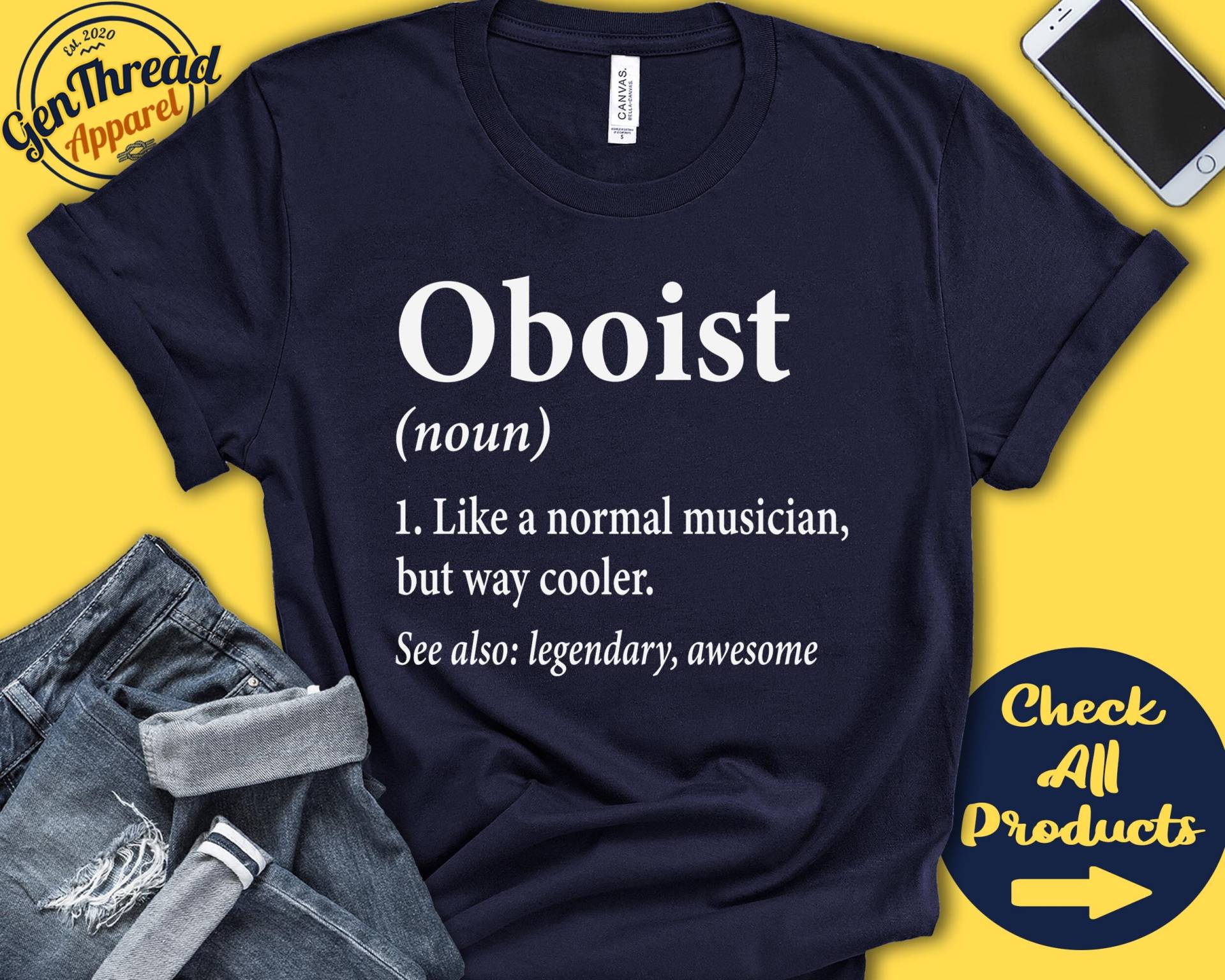 Oboist-Shirt | Oboist Geschenk Oboenspieler Oboen-Hemd Oboe T-Shirt Musikinstrument Musiker Definition Tank Hoodie A2655 von GenThreadApparel