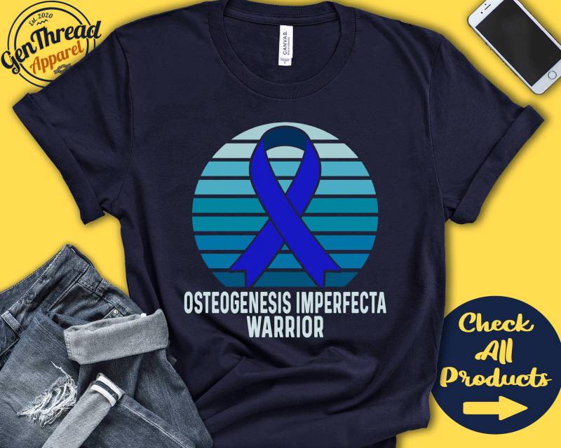 Osteogenesis Imperfekta T-Shirt | Wunschknochen-Tag Silberknochen-Bewusstsein Blaues Band Kriegerin Eingriff Erholung Tank Hoodie A1220 von GenThreadApparel