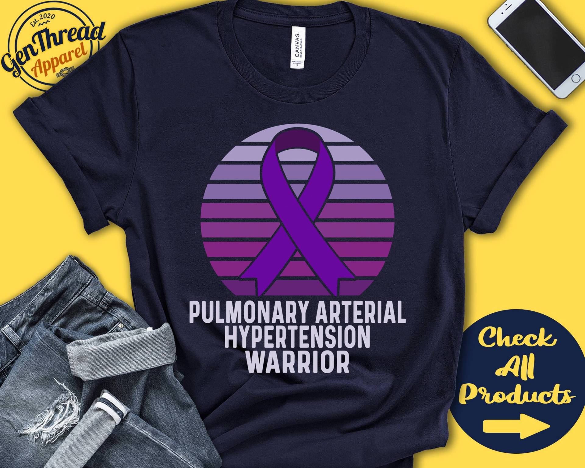 Pulmonale Arterielle Hypertonie Shirt | Phtn Bewusstsein Lila Schleifenband Kriegerin Kämpfer Eingriff Erholung Tank Hoodie A1312 von GenThreadApparel