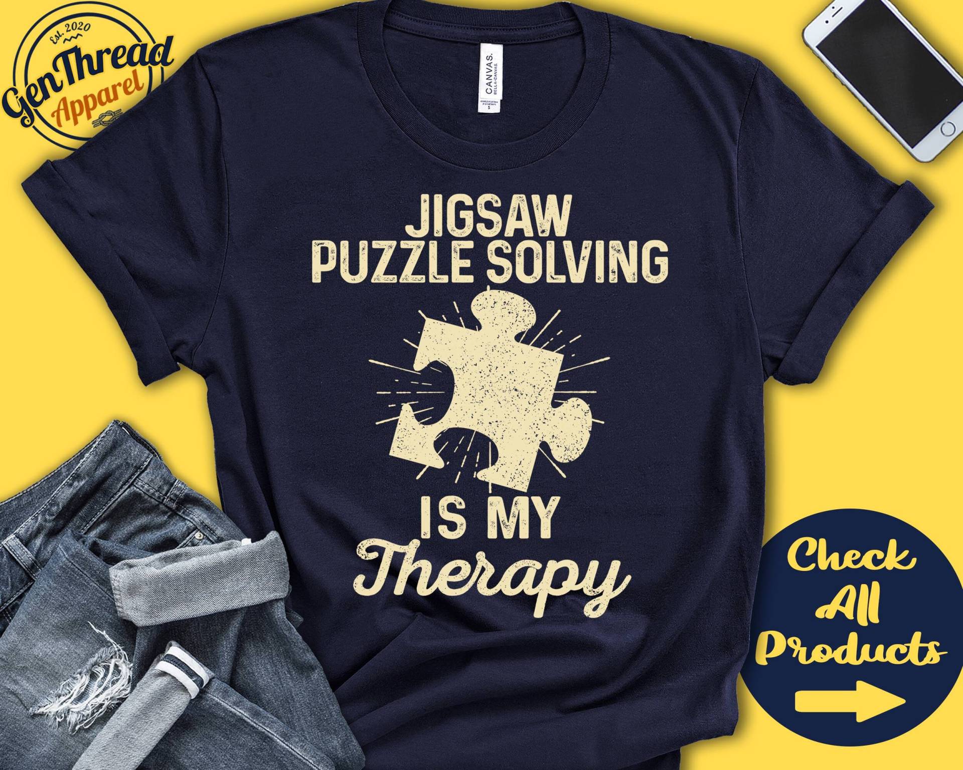 Puzzles Shirt | Puzzle Geschenk T-Shirt Puzzle-Liebhaber Puzzleteil Hobby Ist Meine Therapie Tank Hoodie A2295 von GenThreadApparel