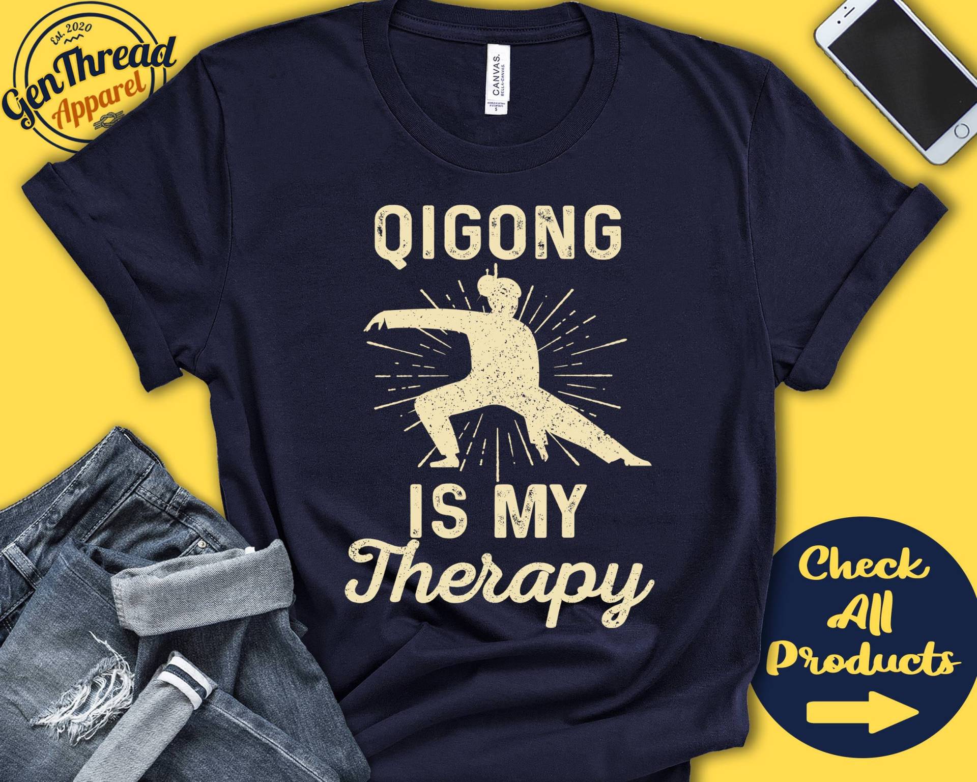 Qigong-Shirt | Geschenk Für Qigong-Liebhaber Qigong Tai Chi T-Shirt Hobby Ist Meine Therapie Tank Hoodie A2320 von GenThreadApparel