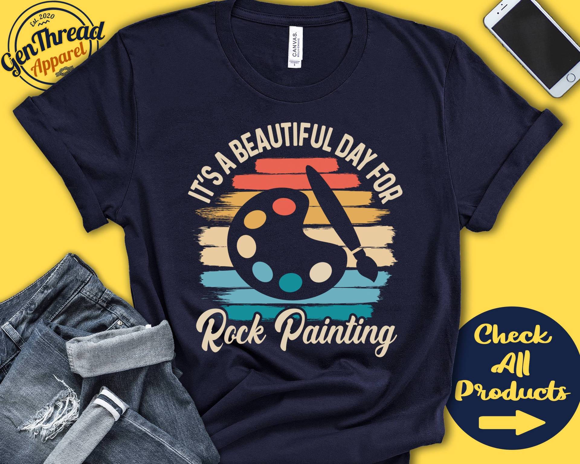 Rock Malerei Shirt | Geschenk Für Maler Felsmalerei Künstlerin Kunst T-Shirt Schöner Tag Hobby Retro-Shirt Tank Hoodie A2236 von GenThreadApparel