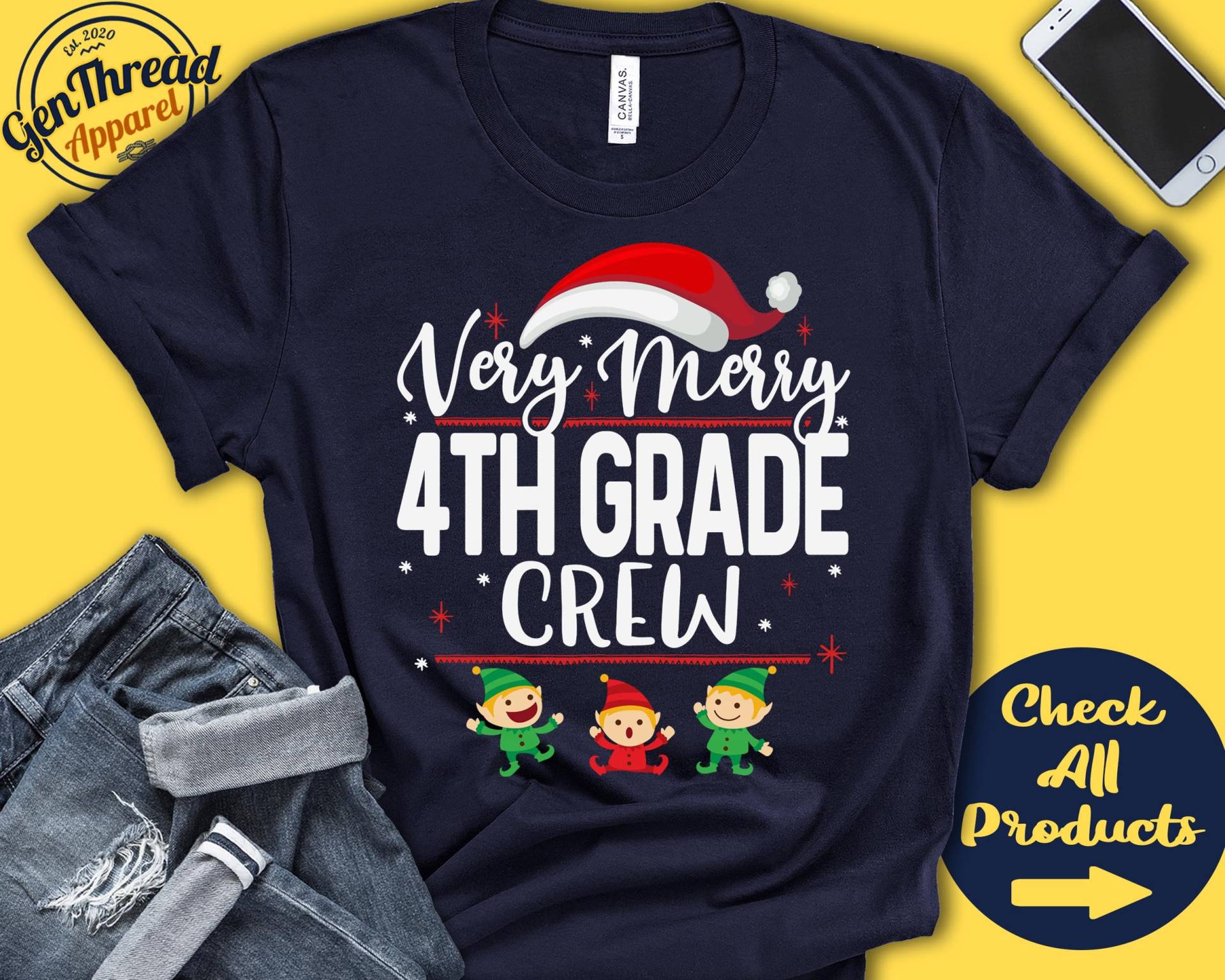 Sehr Fröhliches 4.grad Crew Weihnachtsshirt | 4Te Klasse Lehrerin Vierte Kader Weihnachtsmann 4Th Grade Weihnachten Tank Hoodie Kinder I0472 Sehr Fröhliches 4.grad Crew Weihnachtsshirt | 4Te Klasse Lehrerin Vierte Kader Weihnachtsmann 4Th Grade Weihnachten Tank Hoodie Kinder I0472 von GenThreadApparel