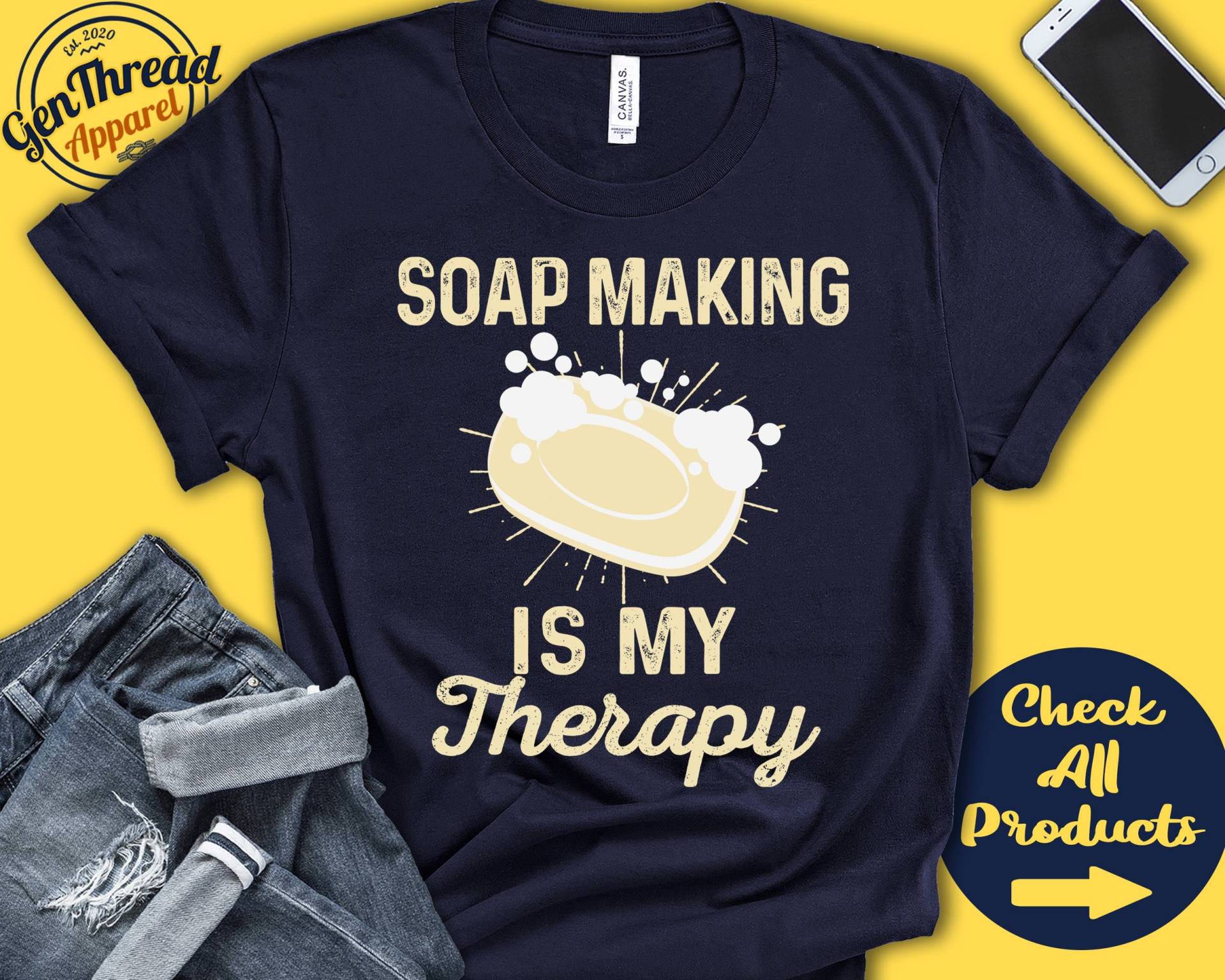 Seifenherstellung Shirt | Geschenk Für Seifenhersteller Handgemachte Seife Frauen Hobby Ist Meine Therapie Tank Hoodie A2332 von GenThreadApparel