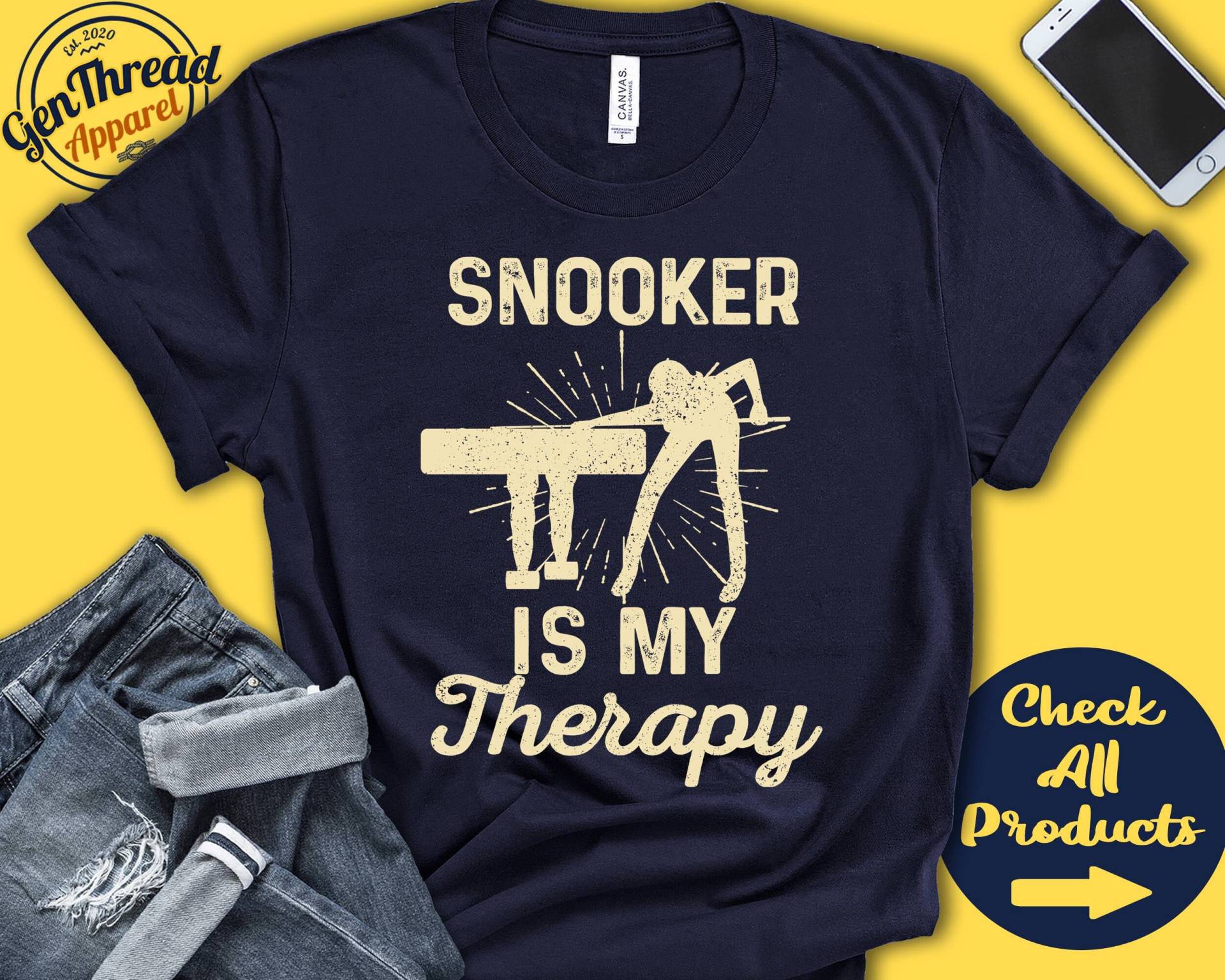 Snooker-Shirt | Snooker Ist Meine Therapie Spieler Geschenk Billard Schwimmbad Mädchen Frauen T-Shirt Stichwort Sport Tank Hoodie A2002 von GenThreadApparel