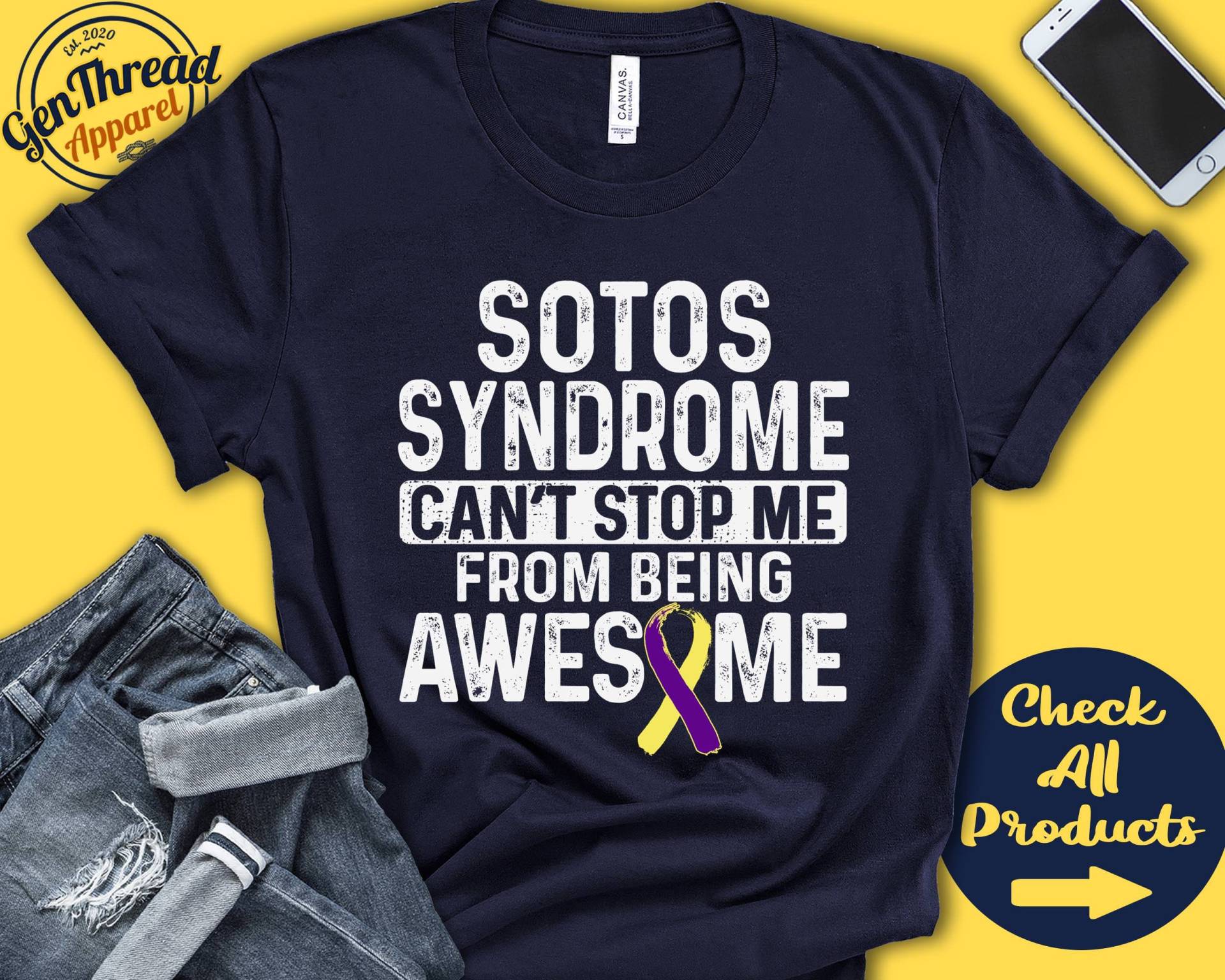 Sotos-Syndrom-Shirt | Bewusstsein Für Das Sotos-Syndrom Gelbes Lila Band Kämpfer Krieger Chirurgie Kann Nicht Aufhören Tank-Hoodie A1194 von GenThreadApparel