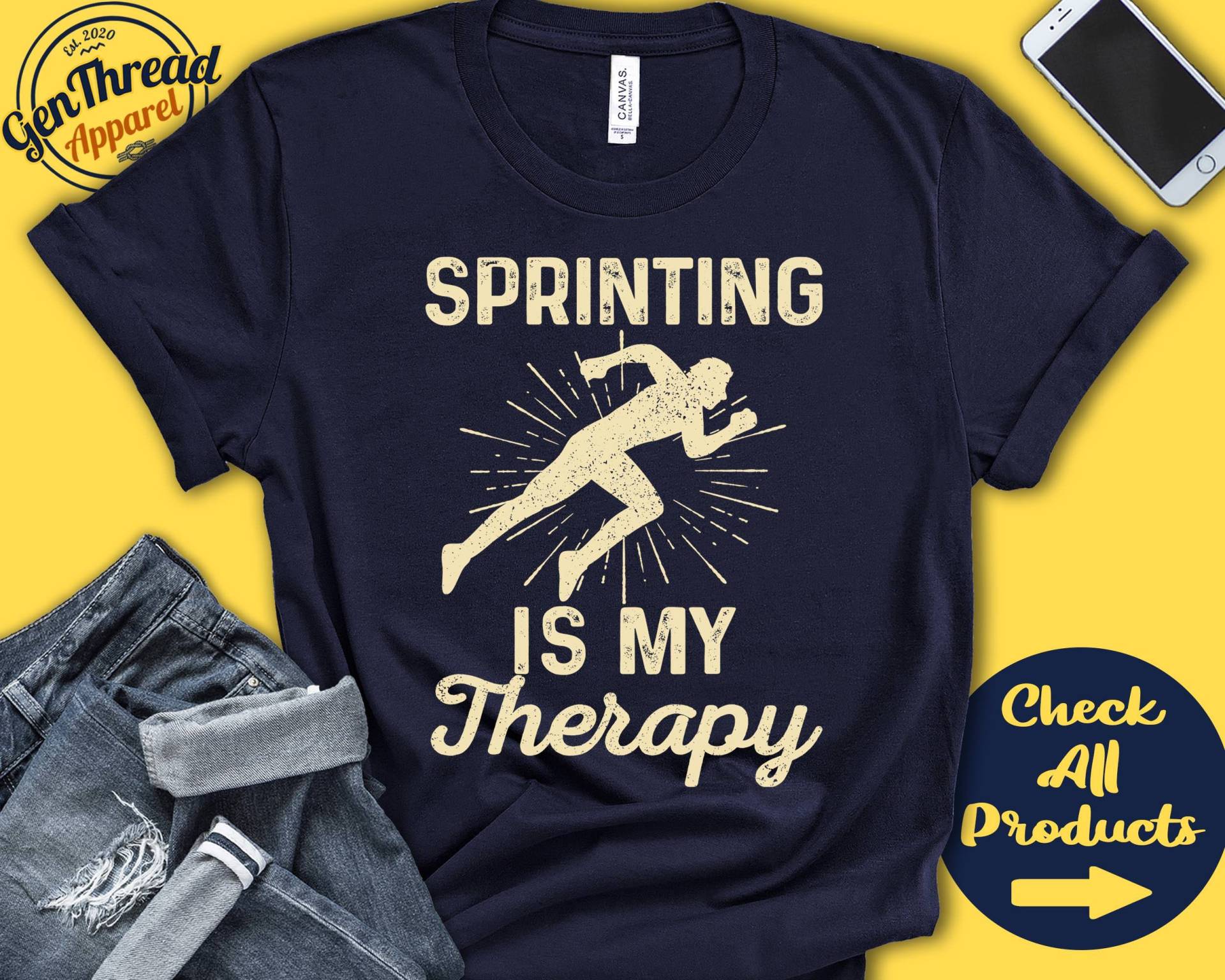 Sprintershirt | Sprinten Ist Meine Therapie Sprinter Geschenk Leichtathletik Athlet Athletik Männer T-Shirt Sport Tank Hoodie A2134 von GenThreadApparel