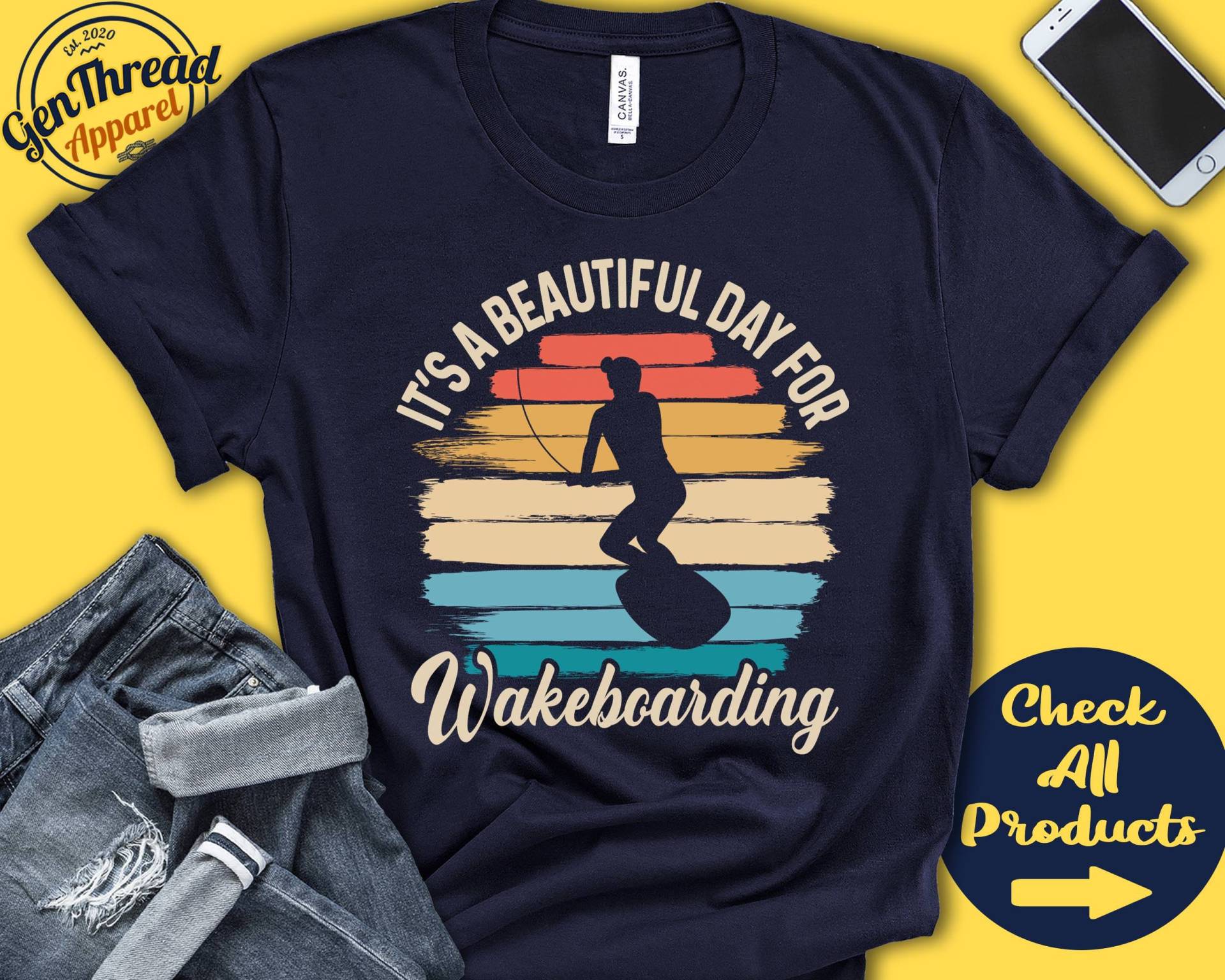 Surfer Shirt | Schöner Tag Für Wakeboarden Board Geschenk Wake Sport-T-Shirt Zus Mädchen Frauen Tank Hoodie A1666 von GenThreadApparel