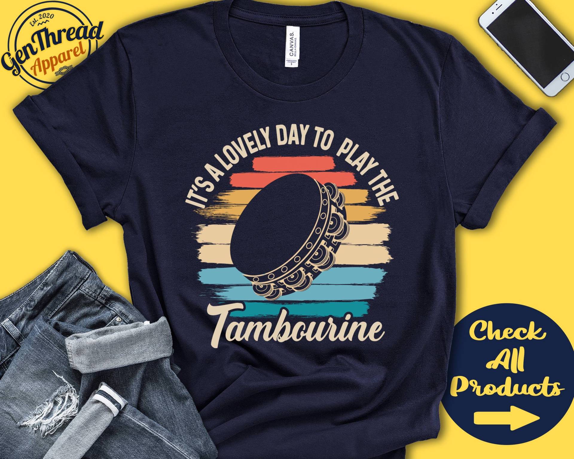 Tambourin Spieler Shirt | Tamburin Geschenk Timbrel Schlagwerk Musiker Musik Instrument Schöner Tag Tank Hoodie A2386 von GenThreadApparel