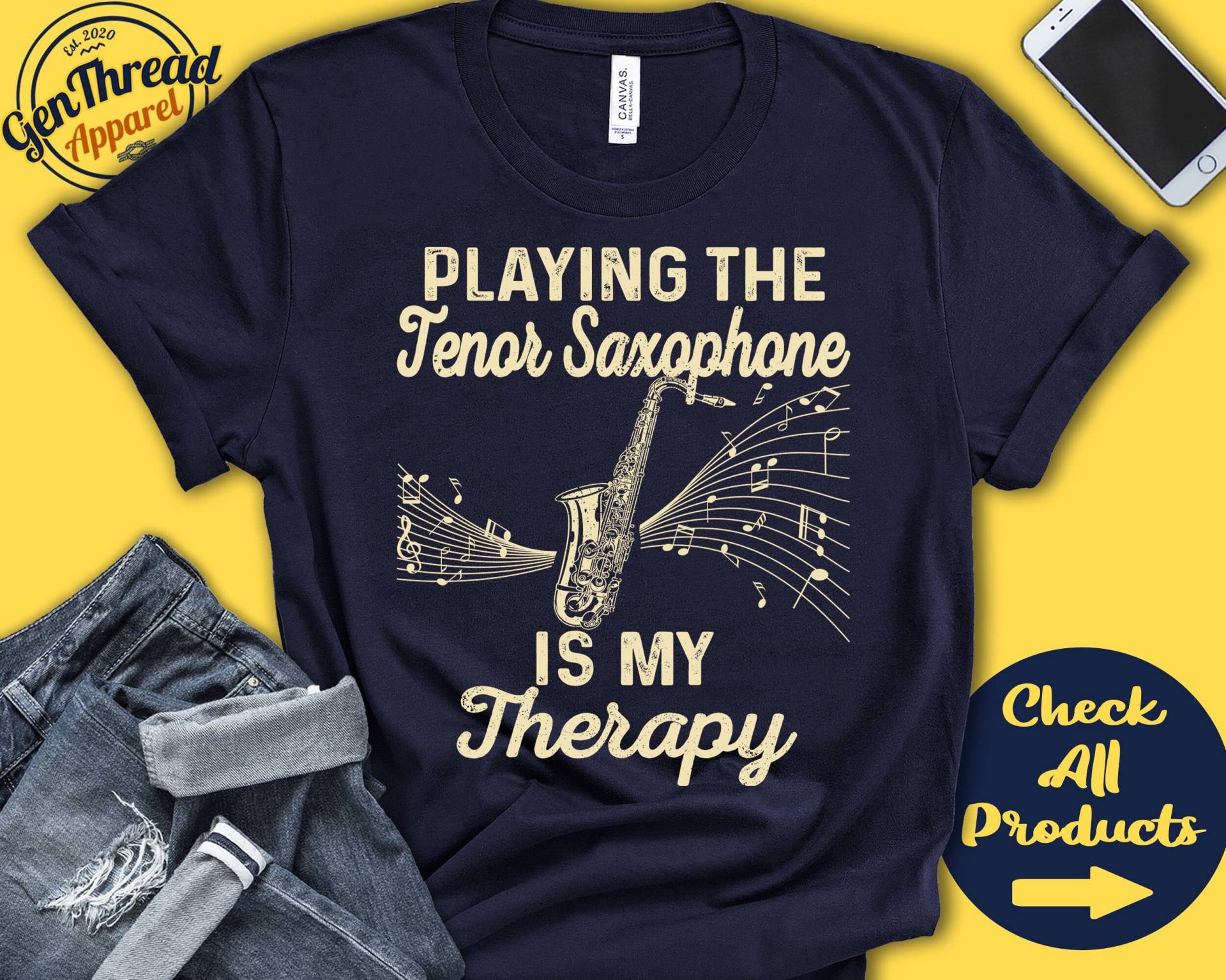 Tenor-Saxophonist Shirt | Tenorsaxophon Geschenk Saxophonist Sax Spieler Stilisiert Musiker Musik Meine Therapie Tank Hoodie A2513 Tenor-Saxophonist Shirt | Tenorsaxophon Geschenk Saxophonist Sax Spieler Stilisiert Musiker Musik Meine Therapie Tank Hoodie A2513 von GenThreadApparel