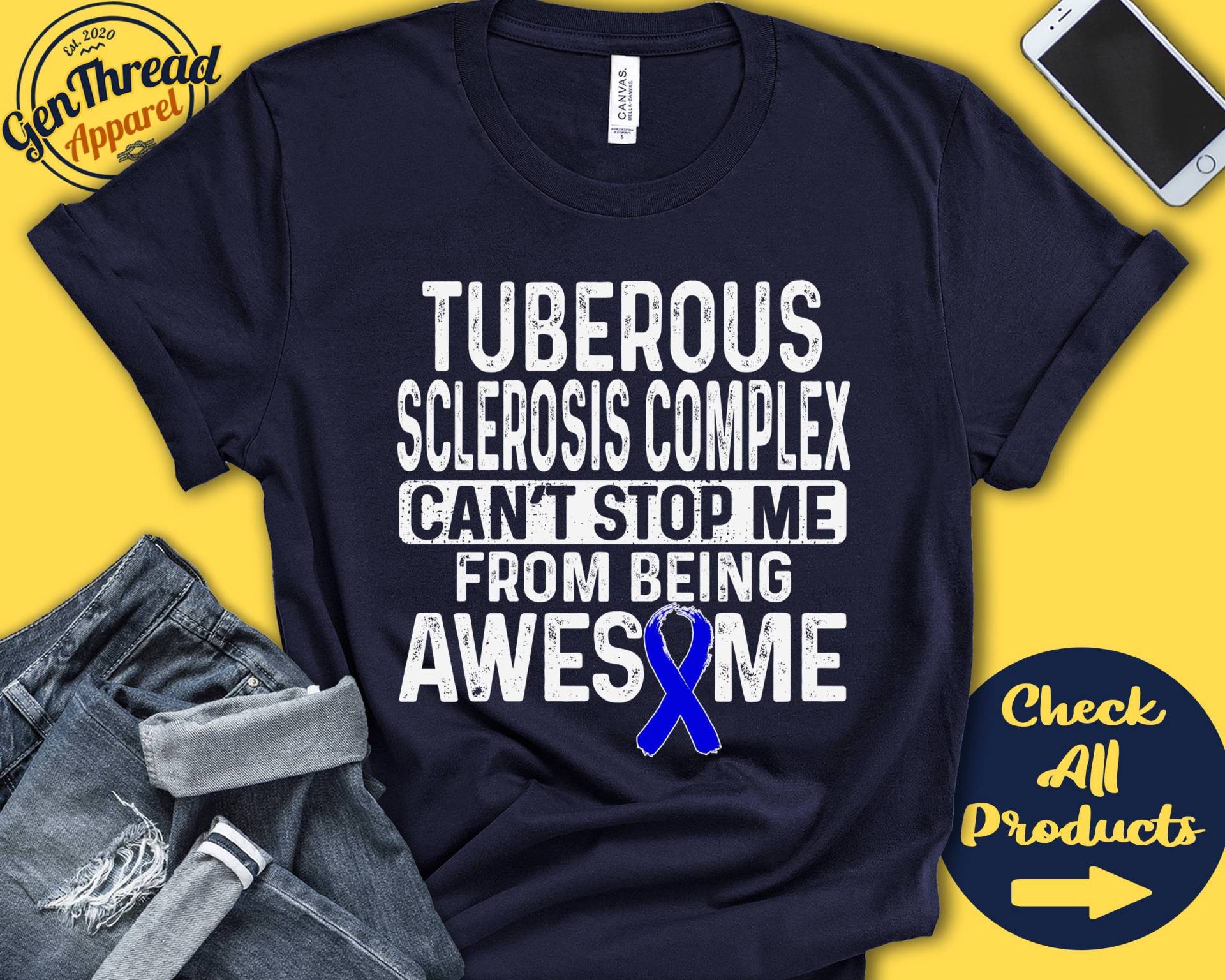Tuberöser Sklerose Komplexen Shirt | Tsc Bewusstsein Blaues Band Kämpfer Kriegerin Eingriff Erholung Cant Stop Tank Hoodie A0945 von GenThreadApparel