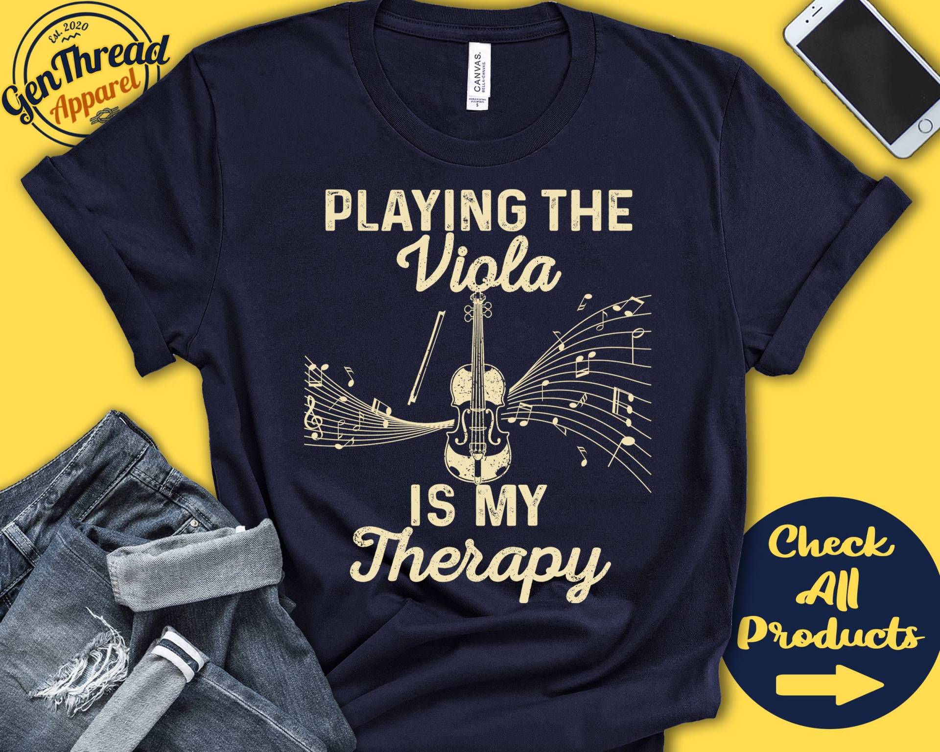 Viola Player Shirt | Veilchen Geschenk Violist Orchester Aufgefädelt Musiker Musik Instrument Meine Therapie Tank Hoodie A2491 von GenThreadApparel