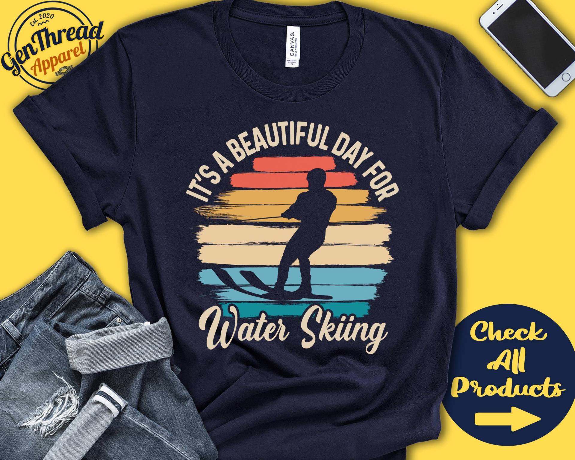 Wasserskifahrer Shirt | Schöner Tag Für Wasserski Geschenk Ski Liebhaber Wassersport Tank Hoodie A1860 von GenThreadApparel