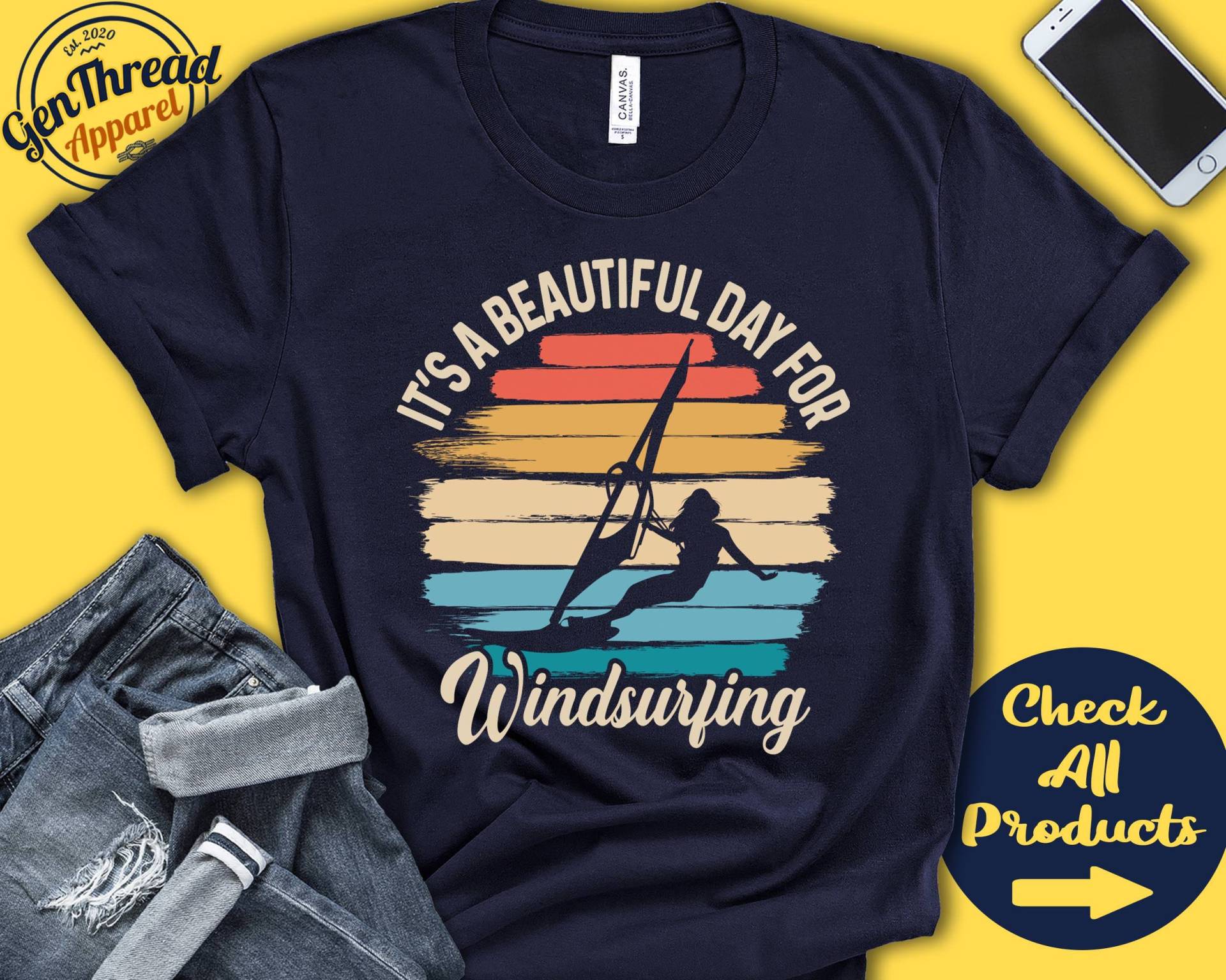 Windsurfer Shirt | Schöner Tag Zum Windsurfen Windsurf Geschenk Brett Sport T-Shirt Mädchen Frauen Tank Hoodie A1661 von GenThreadApparel