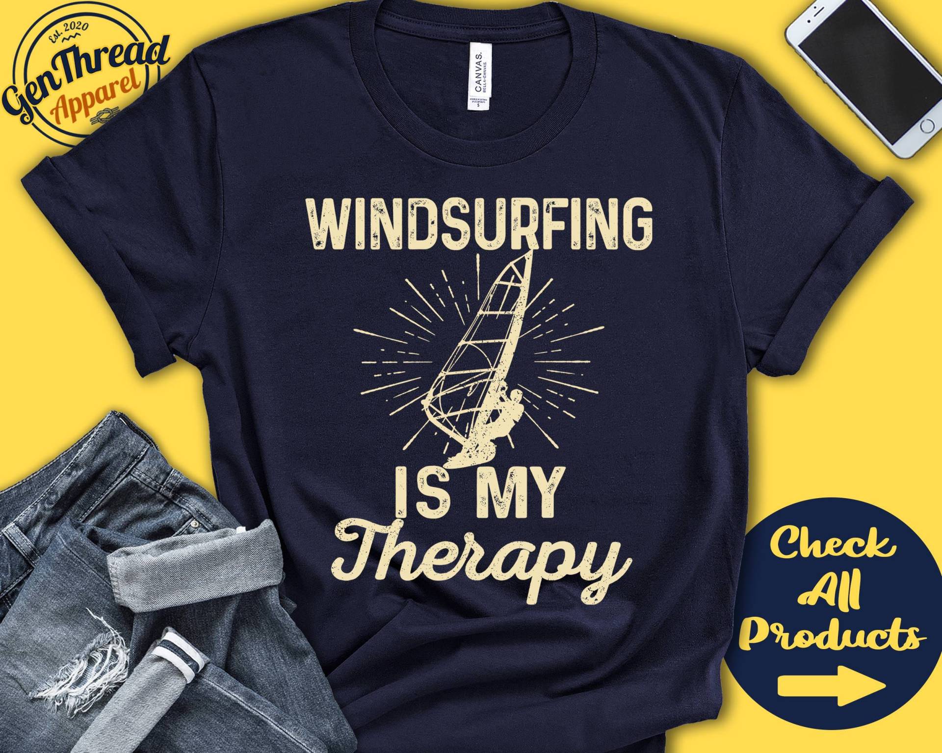 Windsurfer Shirt | Windsurfen Ist Meine Therapie Windsurf Geschenk Brett Sport T-Shirt Männer Tank Hoodie A1958 von GenThreadApparel