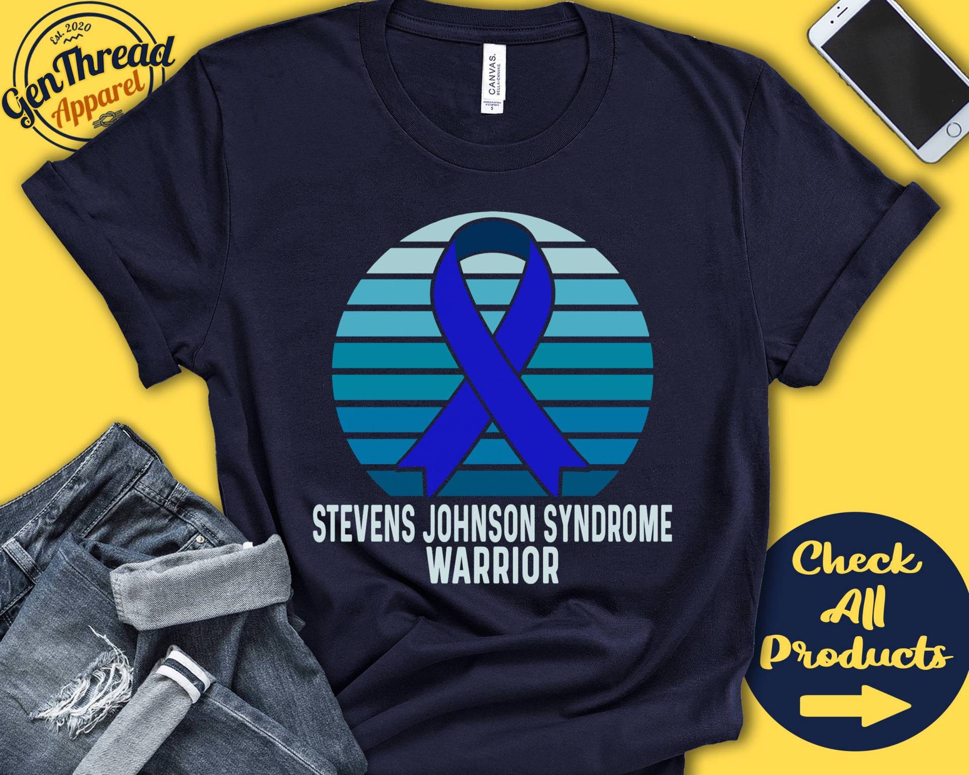 stevens Johnson Ks-Shirt | Sjs Bewusstsein Blaues Band Kriegerin Kämpfer Eingriff Erholung Tank Hoodie A1230 von GenThreadApparel