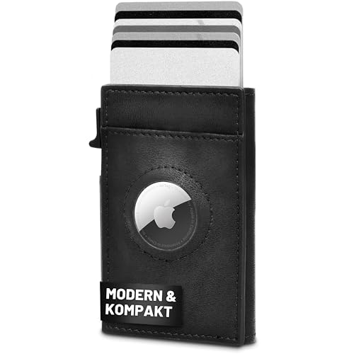 GenTo - Slim Wallet - Metal-Case - Apple AIRTAG Halterung - RFID NFC Schutz - kleines Mini Portmonee mit Geldclip - dünnes schmales Kartenetui für Herren und Damen - Geschenkbox von GenTo Design Germany