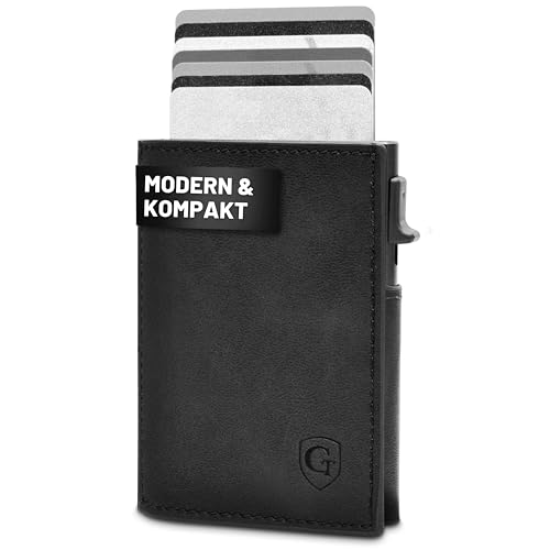 GenTo - Slim Wallet mit Münzfach - Geldbeutel Herren für 10 Karten - Geldbörse mit RFID Schutz - Smart Wallet - kleines dünnes Kartenetui - Portemonnaie (Schwarz) von GenTo Design Germany