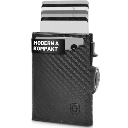GenTo - Slim Wallet mit Münzfach - Geldbeutel Herren für 10 Karten - Geldbörse mit RFID Schutz - Smart Wallet - kleines dünnes Kartenetui - Portemonnaie (Carbon) von GenTo Design Germany