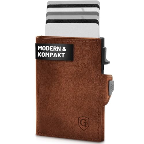 GenTo - Slim Wallet mit Münzfach - Geldbeutel Herren für 10 Karten - Geldbörse mit RFID Schutz - Smart Wallet - kleines dünnes Kartenetui - Portemonnaie (Dunkelbraun) von GenTo Design Germany