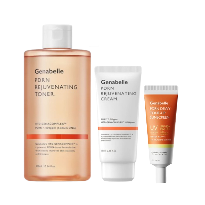 Genabelle - PDRN Rejuvenating Toner & Cream & Dewy Tone-up Sunscreen SPF50+ PA++++ - 40ml Set von Genabelle