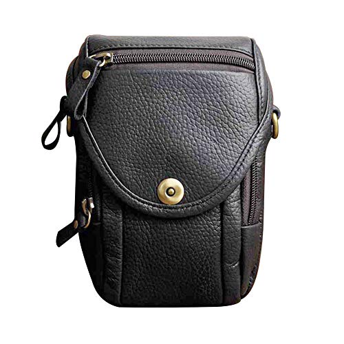 Genda 2Archer Bauchtasche Herren Leder Klein Schwarz Gürteltasche Hüfttasche Damen von Genda 2Archer