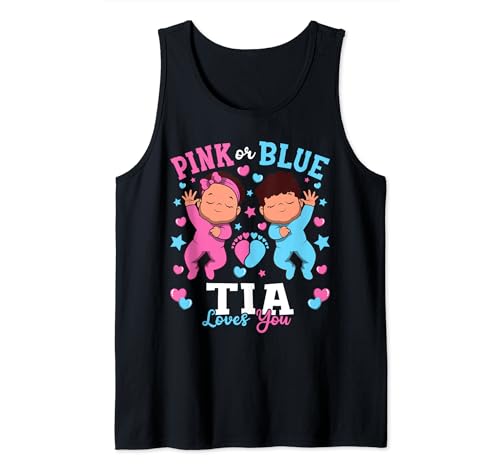 Rosa oder Blau Tia Loves You Black Baby Geschlecht Reveal Party Tank Top von Gender Reveal Baby Shower Matching Family Team