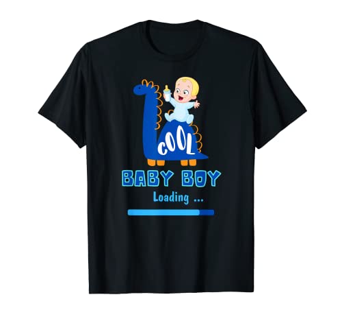 Cool Baby Boy loading Dino Genderparty Schwanger It's a Boy T-Shirt von Gender Reveal Moitves für die Bekanntgabe des