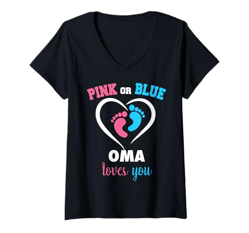 Damen Rosa oder Blau Oma Loves You Heart Gender Reveal T-Shirt mit V-Ausschnitt Damen Rosa oder Blau Oma Loves You Heart Gender Reveal T-Shirt mit V-Ausschnitt von Gender Reveal Parents' Day Store Gifts
