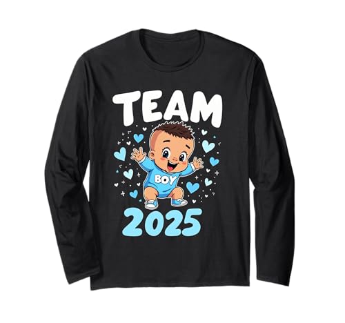 Team Boy Gender enthüllen den neuen Baby Boy 2025 Langarmshirt von Gender Reveal Team Boy Designs