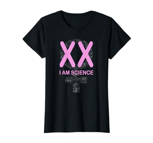I Am Science Weibliches XX Geschlecht mit Distressed Woman Symbol T-Shirt von Gender Science Message Designs
