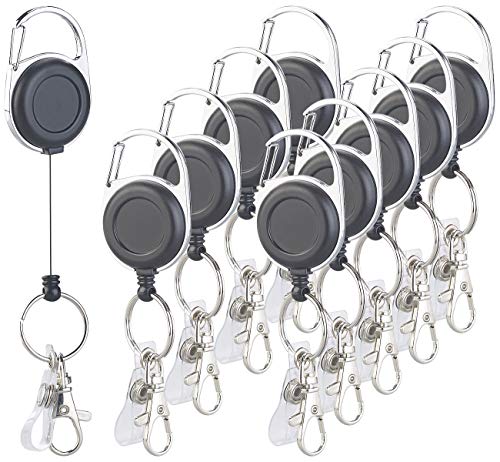 General Office Schlüsselanhänger: 10er-Set Schlüssel- und Ausweis-Jojos, extra starke Feder & Gürtelclip (Aufroller, Rewinder, Schlüsselfinder) von General Office