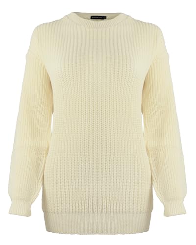 Generation Fashion Langärmeliger Strickpullover für Damen, lockerer Schnitt, Übergröße, Rundhalsausschnitt, Winterpullover, cremefarben, XXL Generation Fashion Langärmeliger Strickpullover für Damen, lockerer Schnitt, Übergröße, Rundhalsausschnitt, Winterpullover, cremefarben, XXL von Generation Fashion