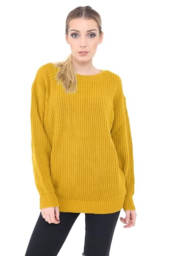 Generation Fashion Damen Strickpullover mit langen Ärmeln, übergroßer Pullover, Rundhalsausschnitt Gr. Large-X-Large, senffarben von Generation Fashion
