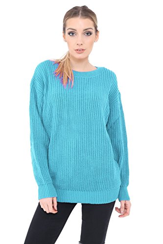 Generation Fashion Damen Strickpullover mit langen Ärmeln, übergroßer Pullover, Rundhalsausschnitt Gr. Large-X-Large, türkis von Generation Fashion