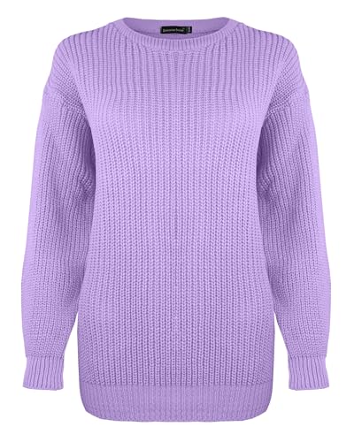Generation Fashion Damen Strickpullover mit langen Ärmeln, übergroßer Pullover, Rundhalsausschnitt Gr. XXX-Large, Flieder von Generation Fashion