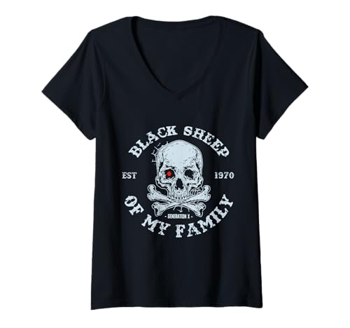 Damen Gen X Est 1970 Das Schwarze Schaf meiner Familie T-Shirt mit V-Ausschnitt Damen Gen X Est 1970 Das Schwarze Schaf meiner Familie T-Shirt mit V-Ausschnitt von Generation X Est 1970 Black Sheep Of My Family