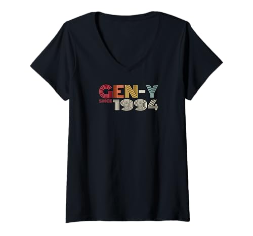 Damen Gen-Y Since 1994 Retro Vintage Generation Y Look T-Shirt mit V-Ausschnitt Damen Gen-Y Since 1994 Retro Vintage Generation Y Look T-Shirt mit V-Ausschnitt von Generation Y 70er 80er Retro Vintage Geschenke