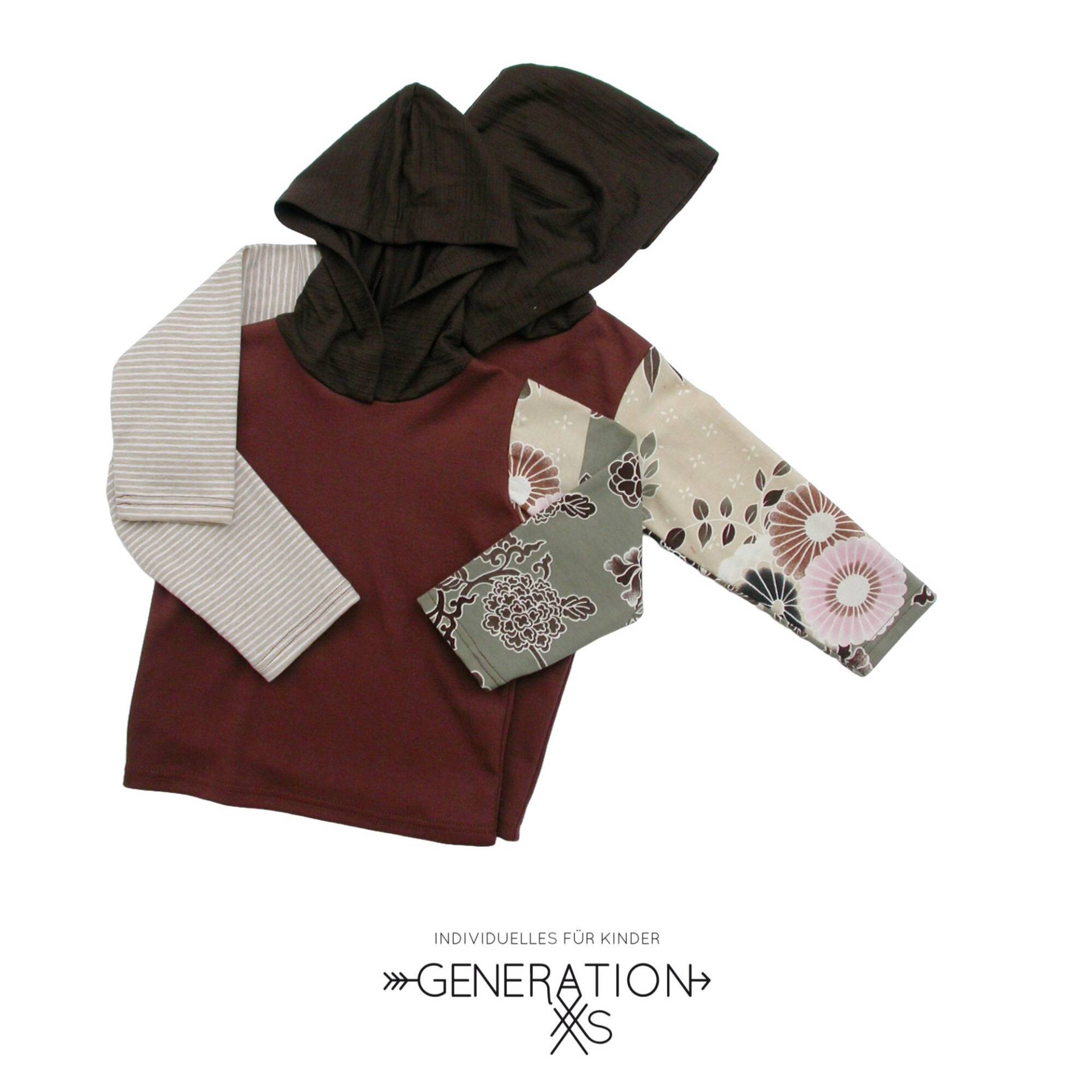 Gemütliches Kapuzenshirt Schokobraun Mit Gemusterten Ärmeln Gemütliches Kapuzenshirt Schokobraun Mit Gemusterten Ärmeln von GenerationXxs