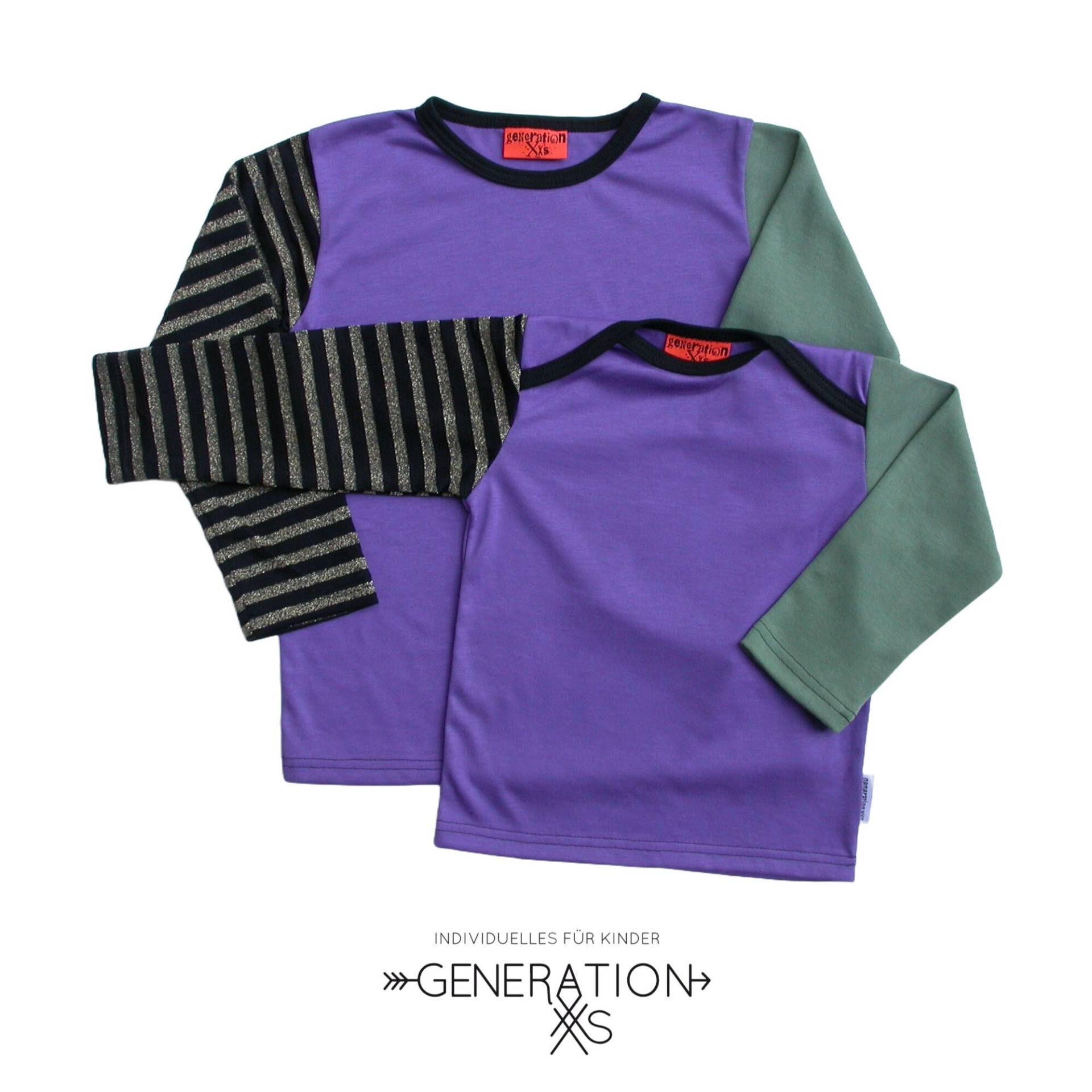 Longsleeve Lila Mit Gold-Geringeltem Ärmel, Viele Größen Longsleeve Lila Mit Gold-Geringeltem Ärmel, Viele Größen von GenerationXxs