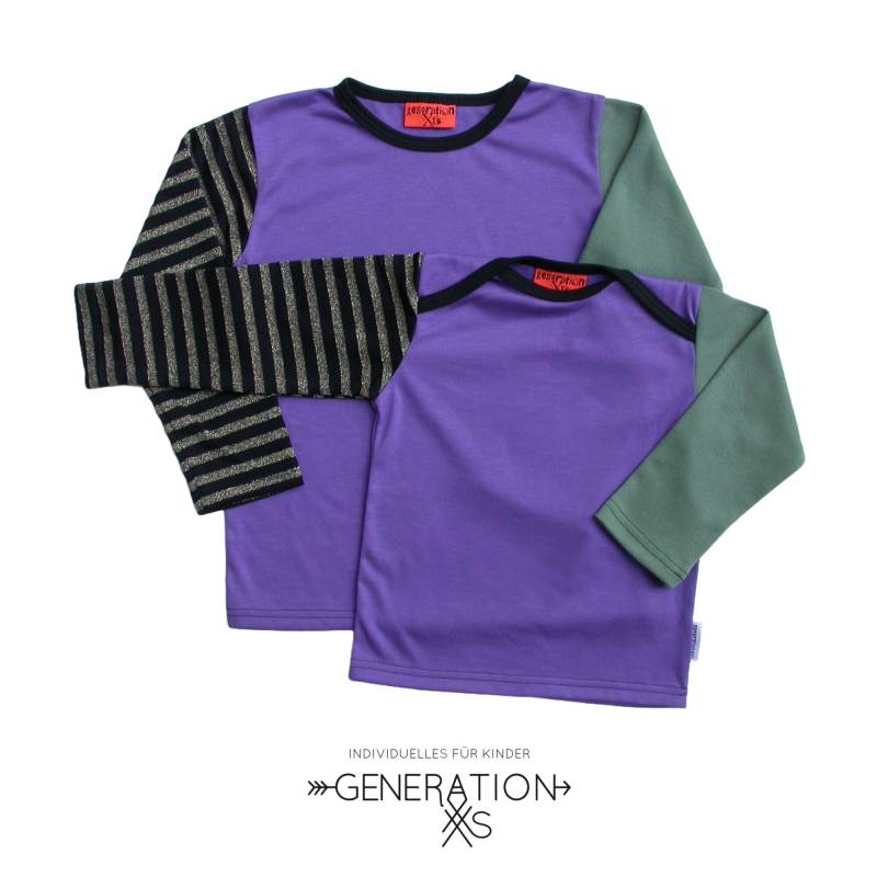 Longsleeve Lila Mit Gold-Geringeltem Ärmel, Viele Größen Longsleeve Lila Mit Gold-Geringeltem Ärmel, Viele Größen von GenerationXxs