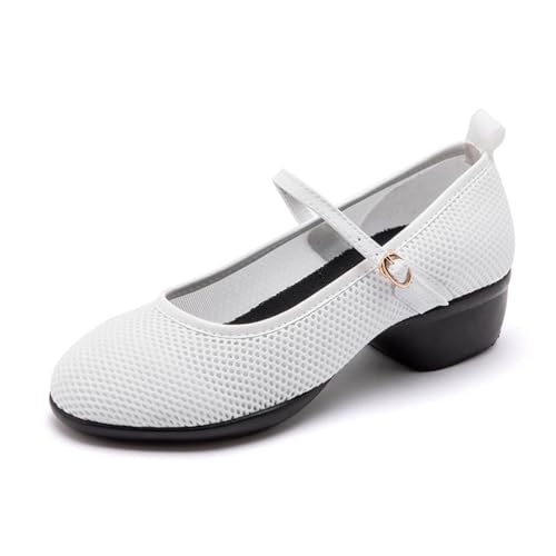 1,5 Zoll Low Heel Latin Tanzschuhe Frauen Atmungsaktive Ballsaal Moderne Lehre Praxis Performance Tanzschuhe,Weiß,37 EU von Generic
