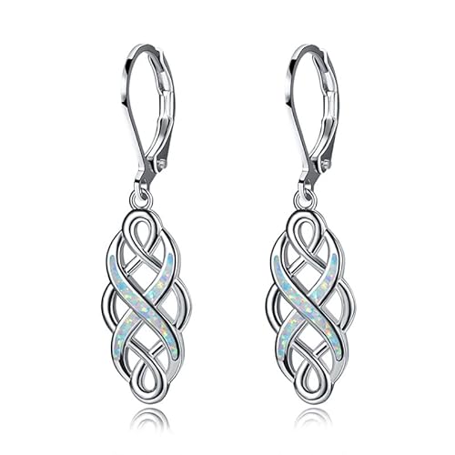 1 Paar Boho Damen Ohrringe mit Infinity Kreuz Imitation blau weiß Opal von Generic