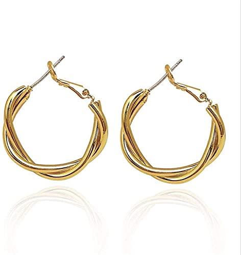 1 Paar Creolen-Ohrringe aus Metall, geometrisch, elegant und einfach, für Frauen, Gold von Generic